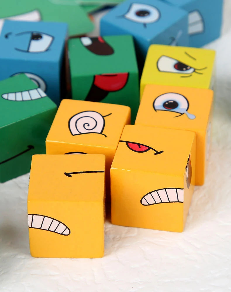 Montessori Emotion Puzzle Blocks – Fun & Educational Face-Changing Game for Kids and Parents