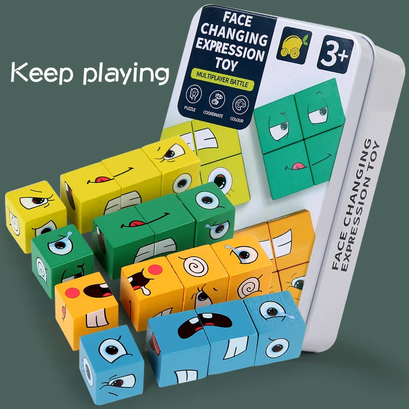 Montessori Emotion Puzzle Blocks – Fun & Educational Face-Changing Game for Kids and Parents