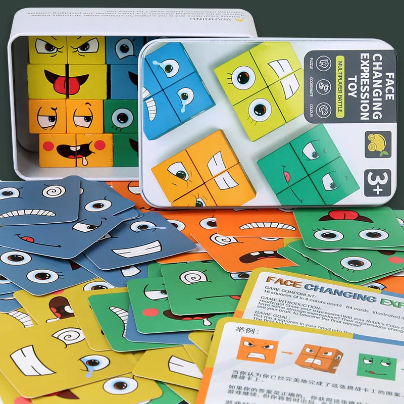 Montessori Emotion Puzzle Blocks – Fun & Educational Face-Changing Game for Kids and Parents