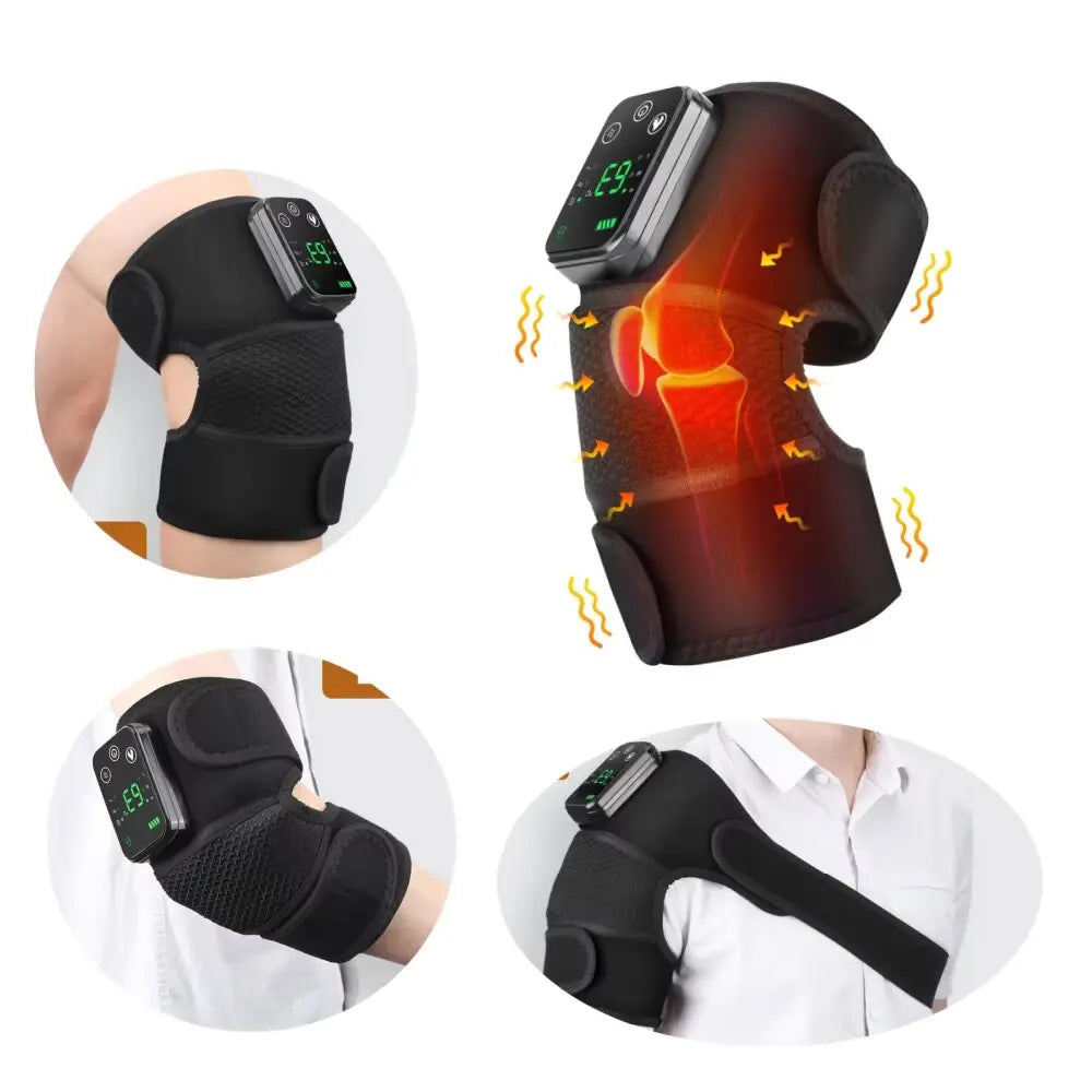 Heated Vibration Knee Massager 3-in-1 Knee Shoulder and Elbow Pad Multifunctional Heating Massage Pad Brace, Warming Gift