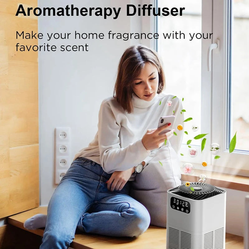 Home Air Purifier with Essential Oil Diffuser – EU Plug, Multi-Layer Filtration