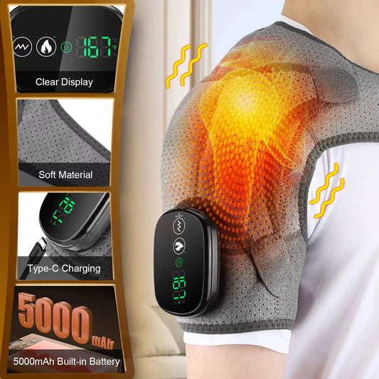 Heated Vibration Knee Massager 3-in-1 Knee Shoulder and Elbow Pad Multifunctional Heating Massage Pad Brace, Warming Gift