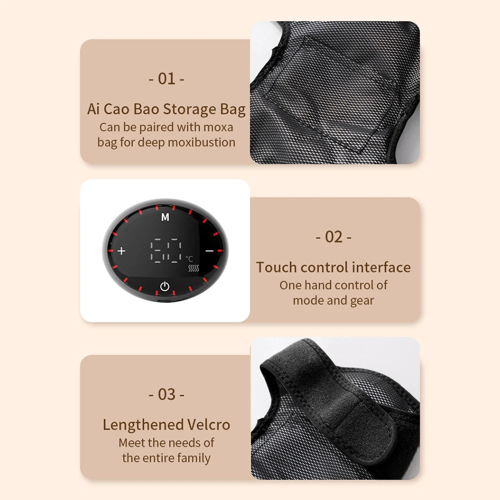 3-in-1 Wireless Heating & Vibration Therapy Wrap – For Knees, Shoulders & Elbows