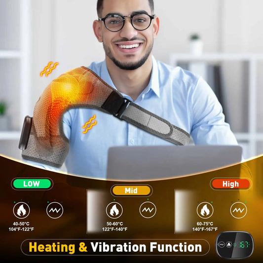 Heated Vibration Knee Massager 3-in-1 Knee Shoulder and Elbow Pad Multifunctional Heating Massage Pad Brace, Warming Gift