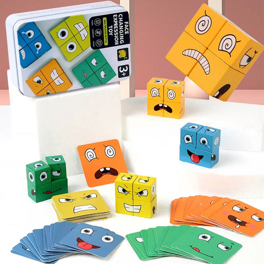 Montessori Emotion Puzzle Blocks – Fun & Educational Face-Changing Game for Kids and Parents