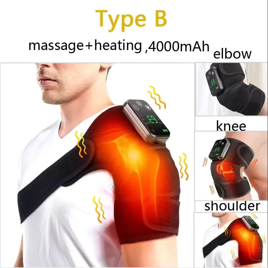 Heated Vibration Knee Massager 3-in-1 Knee Shoulder and Elbow Pad Multifunctional Heating Massage Pad Brace, Warming Gift
